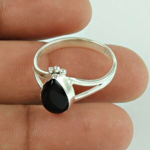 Zilveren Black Onyx Natuursteen Ring