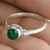 Zilveren Groene Onyx Natuursteen Ring
