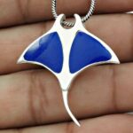 Zilveren Hanger Manta Ray Blauw